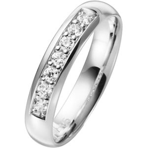 14K witgouden trouwring met diamant Phlox Line H95