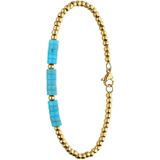 Stalen goldplated armband met turquoise