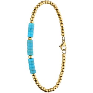 Stalen goldplated armband met turquoise