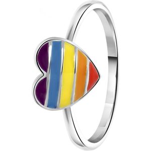 Zilveren ring hart regenboog K3