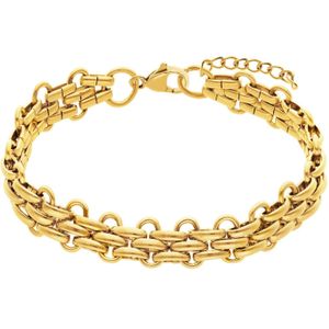 Stalen goldplated armband breed multi