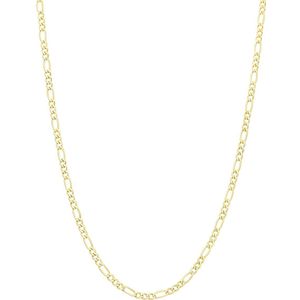 Lucardi Dames Ketting Figaro Diamond Cut - 9 Karaat - Ketting - Cadeau - 72 cm - Geelgoud