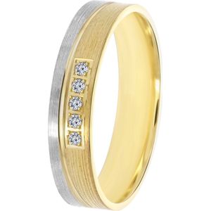 14K bicolor gouden dames trouwring 4mm Tess TW 458