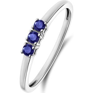 14 Karaat witgouden ring blauwe saffier