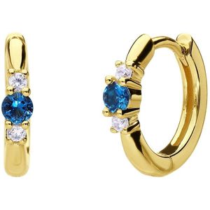 Zilveren goldplated oorringen zirkonia blauw/wit