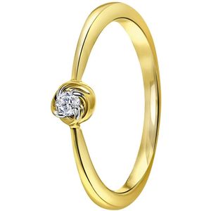 14 Karaat geelgouden ring met diamant 0,05ct