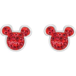 Stalen oorknoppen Micky Mouse met rode kristal