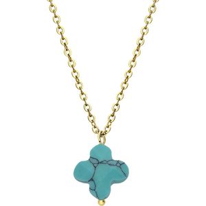 Stalen goldplated ketting met turquoise