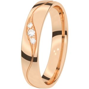 9K rose trouwring met diamant 4mm Mimosa