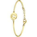 Lucardi Dames Goldplated armband met letter - U - Staal - Armband - Cadeau - 20 cm - Goudkleurig