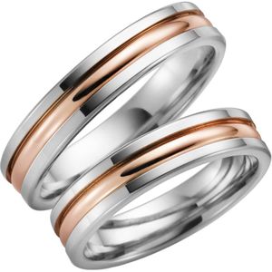 14K bicolour trouwring wit/rose Kalina Dames H44WP