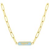 Stalen goldplated ketting inspire emaille blauw