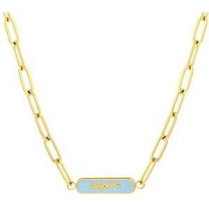 Stalen goldplated ketting inspire emaille blauw