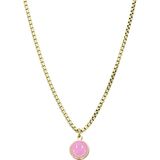 Stalen goldplated ketting met smiley roze