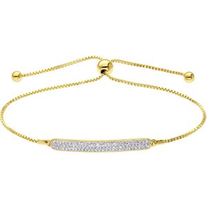 Zilveren goldplated armband plaat kristal