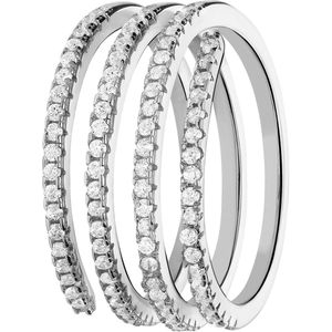 Zilveren ring spiraal met zirkonia