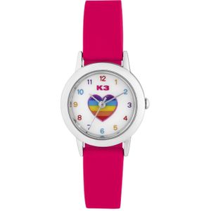 K3 Kinder Horloge Hart Met Rubberen Band Roze