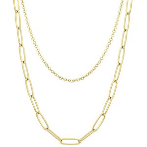 Gerecycled stalen goldplated dubbele ketting