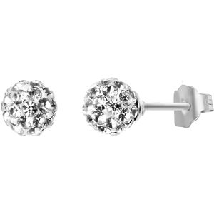 Lucardi Dames Oorbellen bal kristal - Oorbellen - Cadeau - Echt Zilver - Zilverkleurig