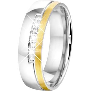 Lucardi Dames Vriendschapsring Maui - Ring - Cadeau - Staal - Zilver- en Goudkleurig