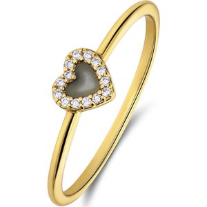 Zilveren goldplated ring met een hartvormige Amazonite gemstone