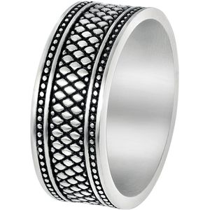 Stalen ring mat reptiel met zwarte accenten