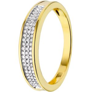 14 Karaat geelgouden ring met 75 diamanten 0,20ct