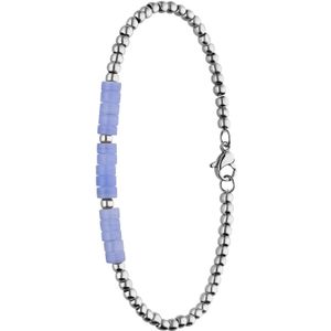 Stalen armband met blue lace agaat