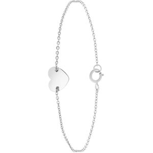 Lucardi Dames Armband graveer hart - Echt Zilver - Armband - Cadeau - 19 cm - Zilverkleurig