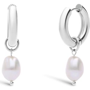 Camille stalen oorringen parels voor dames