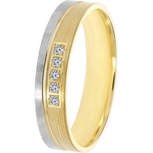 9K bicolor dames trouwring 4mm Tess TW 458