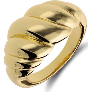 Zilveren goldplated ring croissant