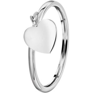 Zilveren ring met bedel hart