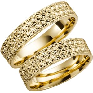 9 Karaat gele trouwring Klaproos Heren H90