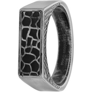 Stalen heren zegelring antique finish