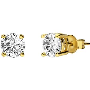 Zilveren goldplated oorknoppen met zirkonia voor dames