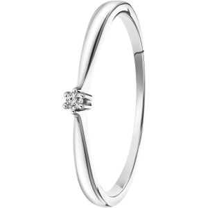14K witgouden solitair ring met diamant (0,02ct.)