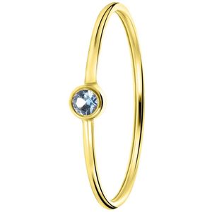 14 karaat geelgouden ring licht blauwe zirkonia