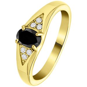Stalen goldplated ring met zirkonia voor dames