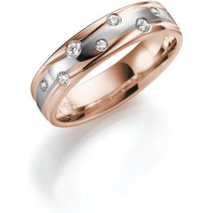 14 K trouwring rose & witgoud dia Daisy Dames H73R