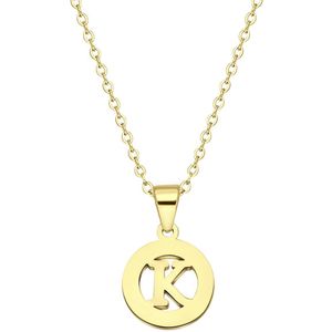 Stalen goldplated ketting met letter - K