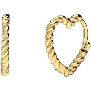 Zilveren goldplated oorringen hart gedraaid voor dames