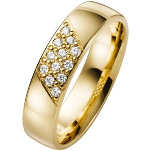 14K geelgouden trouwring diamant Pioenroos H75