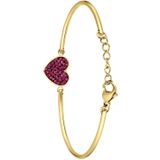 Stalen goldplated armband hart kristal paars