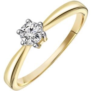 14 karaat geelgouden solitair ring met diamant (0,30ct.)