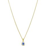 Zilveren goldplated ketting met hanger entourage blauw