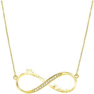 Zilveren naamketting gold infinity zirkonia