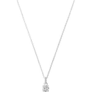 Zilveren ketting met hanger rond zirkonia