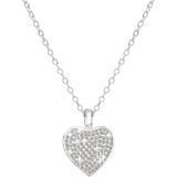 Zilveren ketting & hanger hart kristal