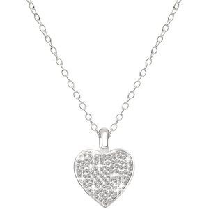 Zilveren ketting & hanger hart kristal